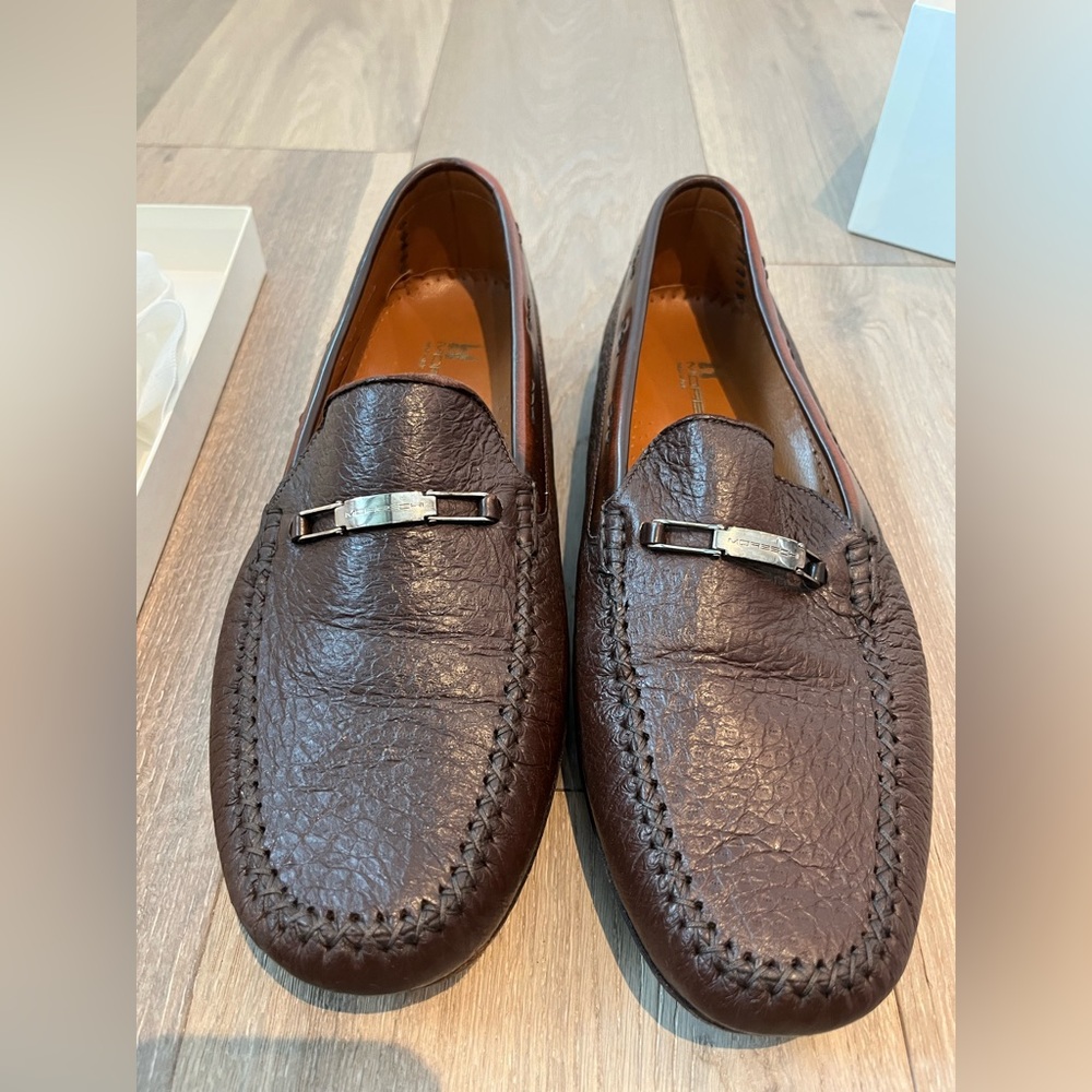 Mens leather Moreschi loafer brown size 12